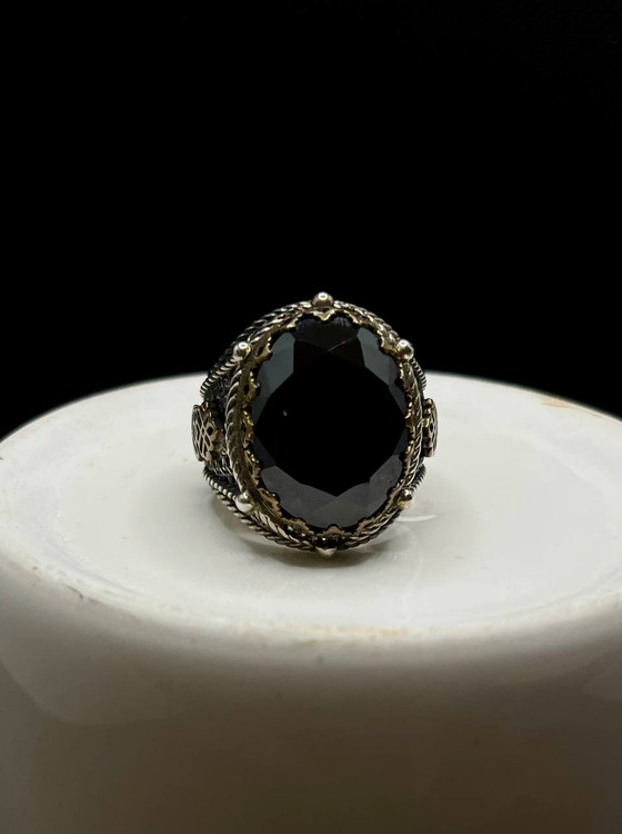 انگشتر نقره مردانه سنگ اونیکس