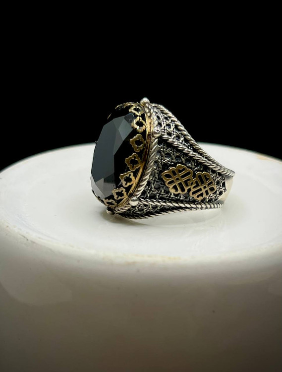 انگشتر نقره مردانه سنگ اونیکس