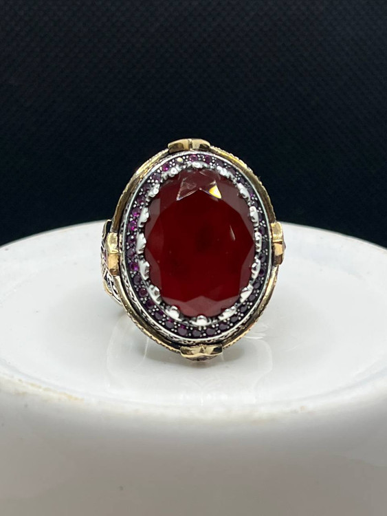 انگشتر نقره مردانه سنگ عقیق جگری سلطنتی