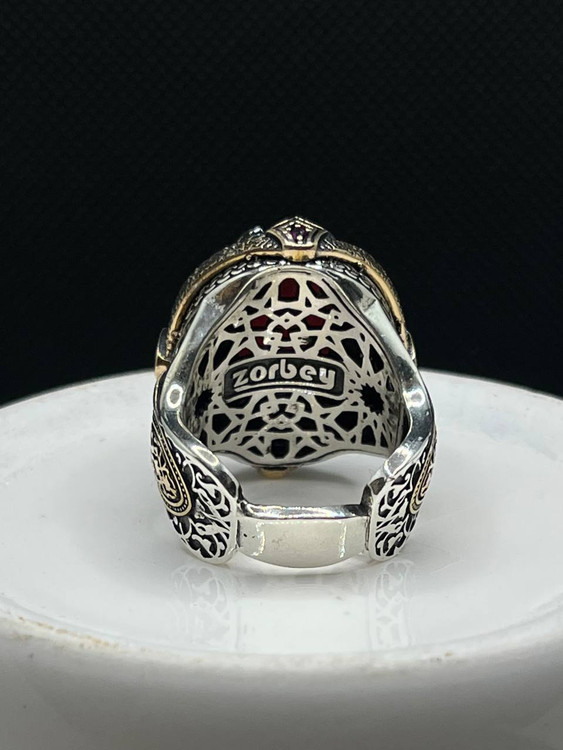 انگشتر نقره مردانه سنگ عقیق جگری سلطنتی