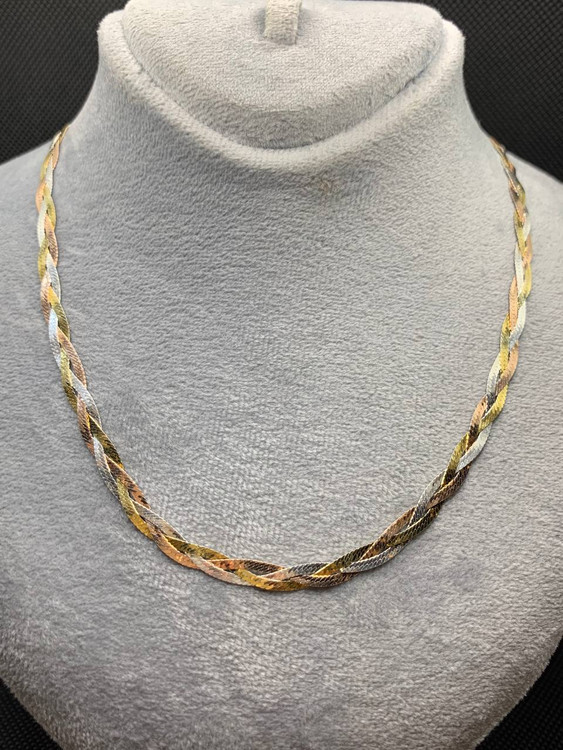 گردبند نقره بافت ایتالیایی 3 رج