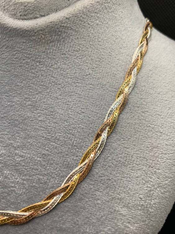 گردنبند نقره بافت ایتالیایی 3 رج