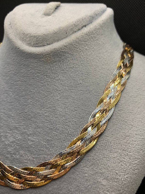 گردنبند نقره بافت ایتالیایی 8 رج