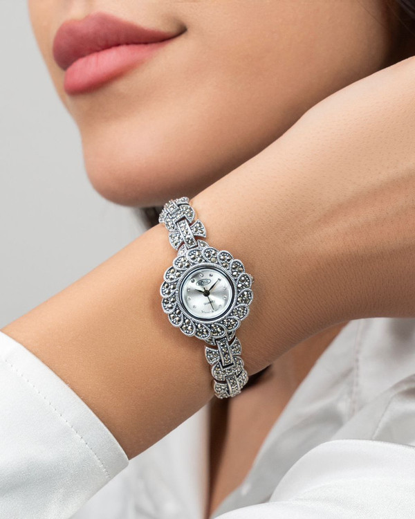 ساعت نقره زنانه مارکازیت سیاه قلم