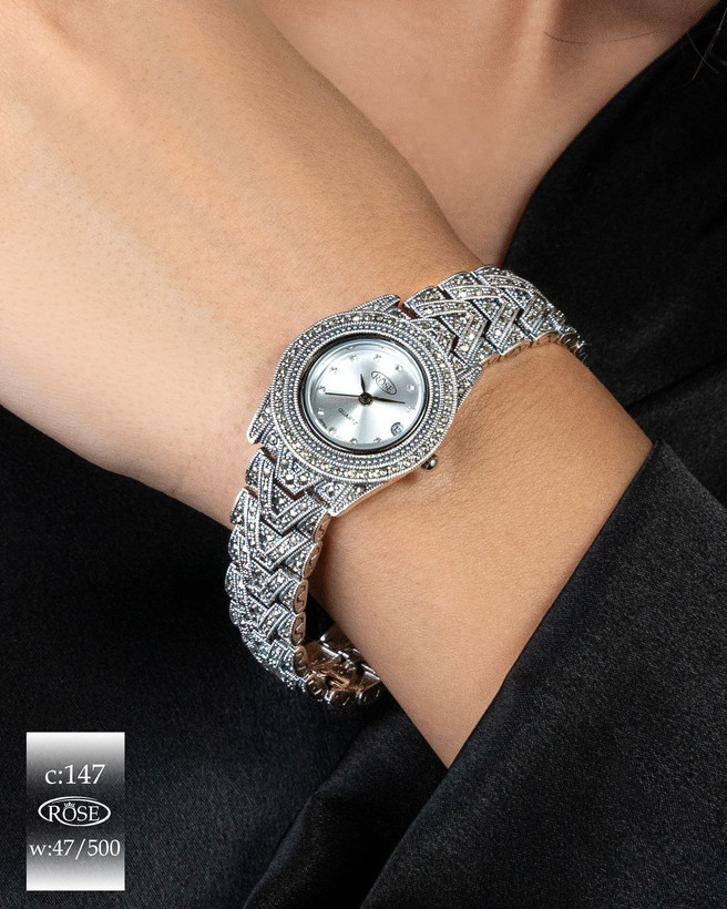 ساعت نقره زنانه مارکازیت سیاه قلم