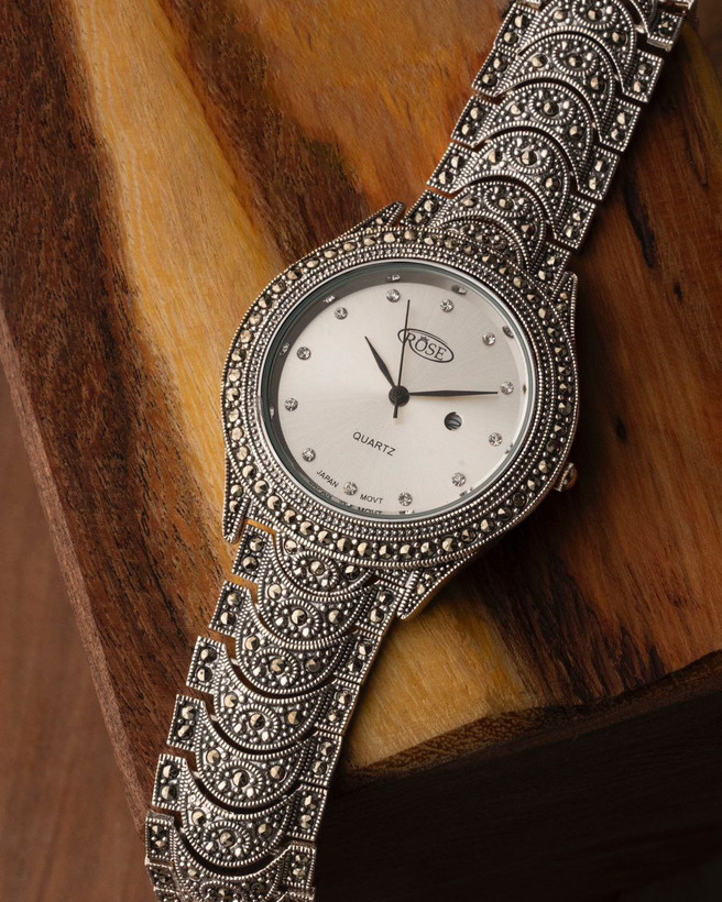 ساعت نقره مردانه مارکازیت سیاه قلم