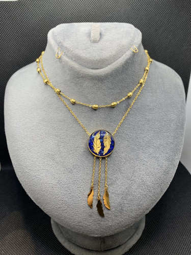 گردنبند ورق طلا لاجورد دال