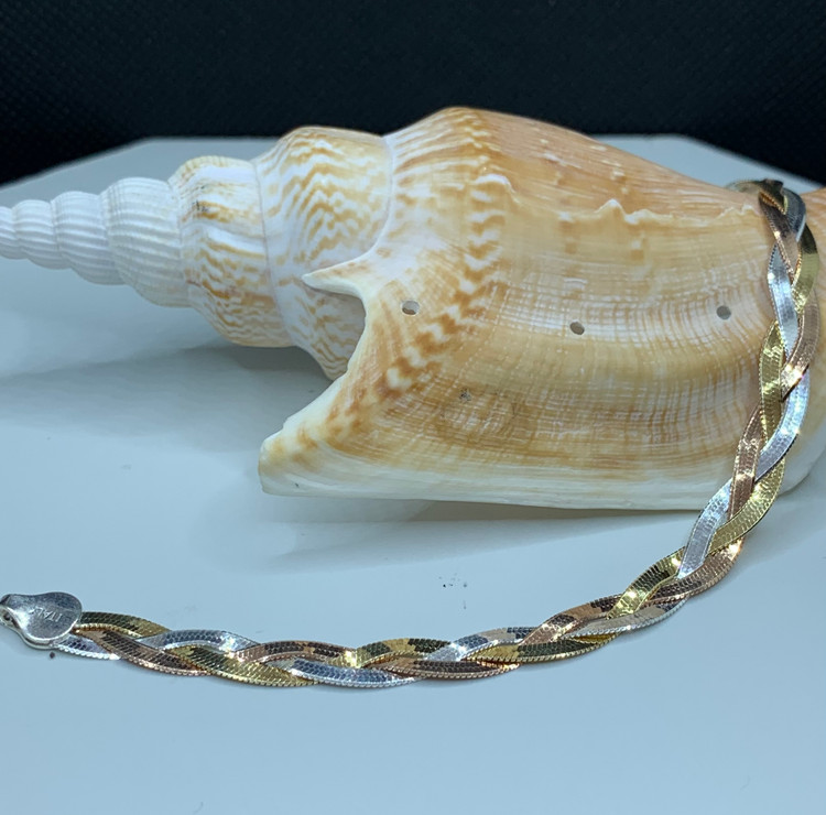 دستبند نقره زنانه بافت ایتالیایی سه رج