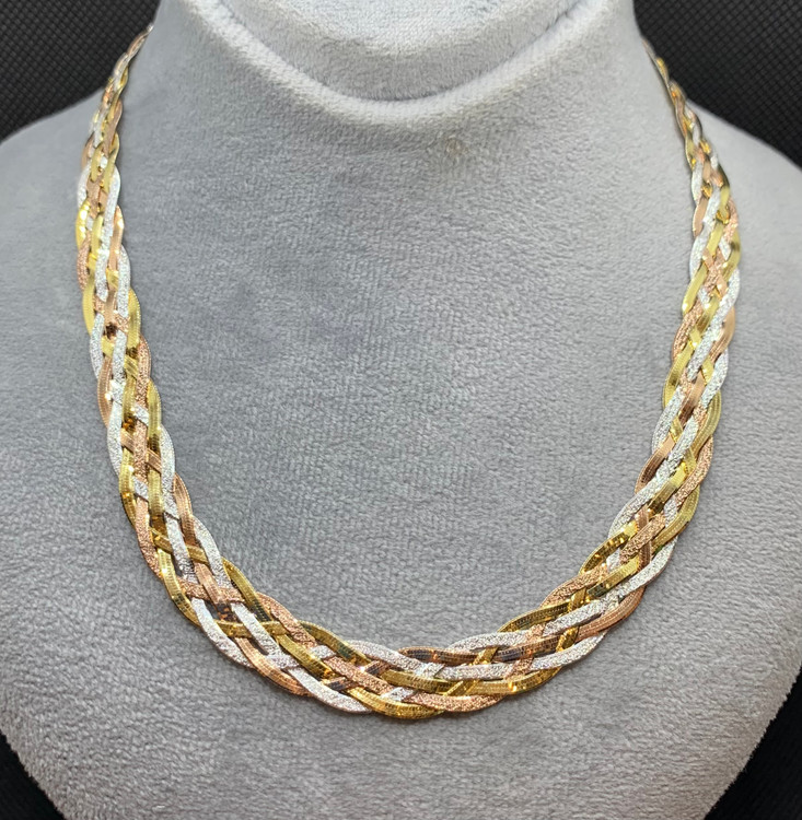 گردنبند نقره بافت ایتالیایی 6 رج شنی