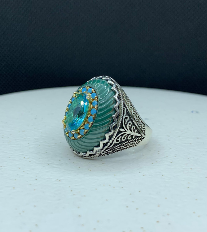 انگشتر نقره مردانه کلکسیونی توپاز