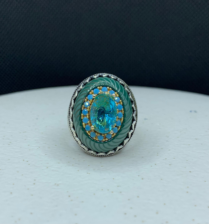 انگشتر نقره مردانه کلکسیونی توپاز