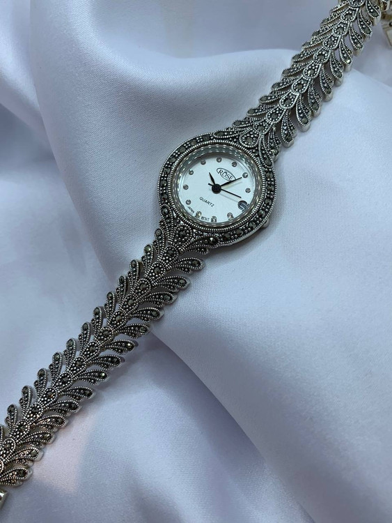 ساعت نقره زنانه مارکازیت سیاه قلم