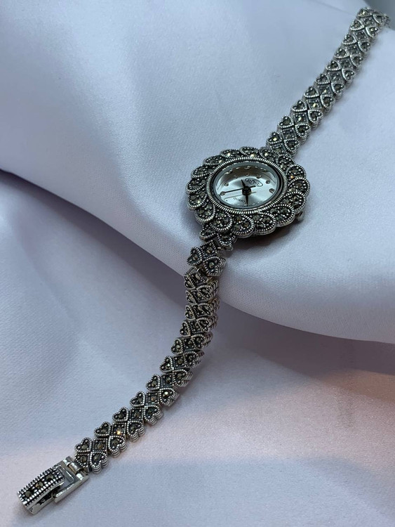 ساعت نقره زنانه مارکازیت سیاه قلم