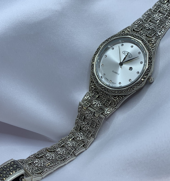 ساعت نقره مردانه مارکازیت سیاه قلم