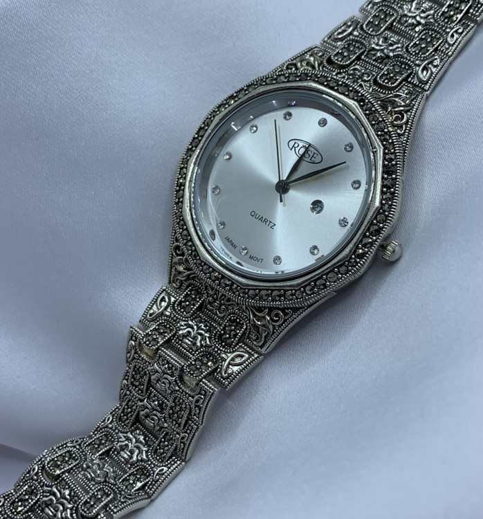 ساعت نقره مردانه مارکازیت سیاه قلم