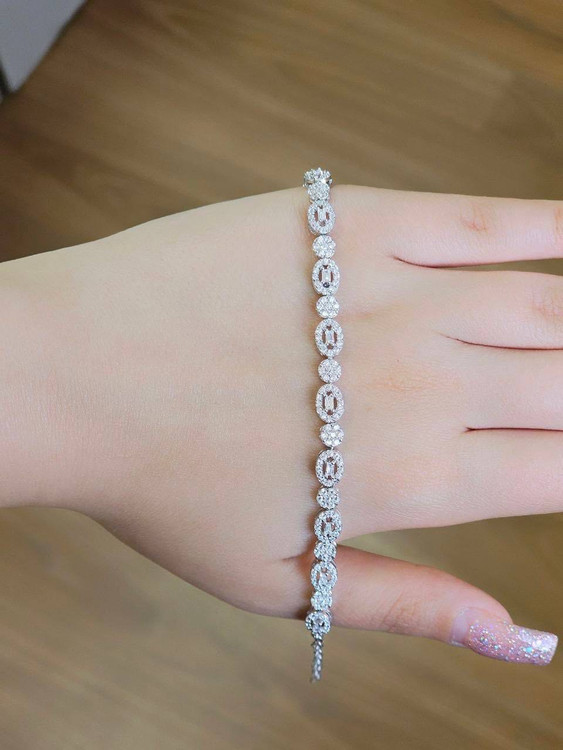 دستبند نقره زنانه جواهری نگین باگت