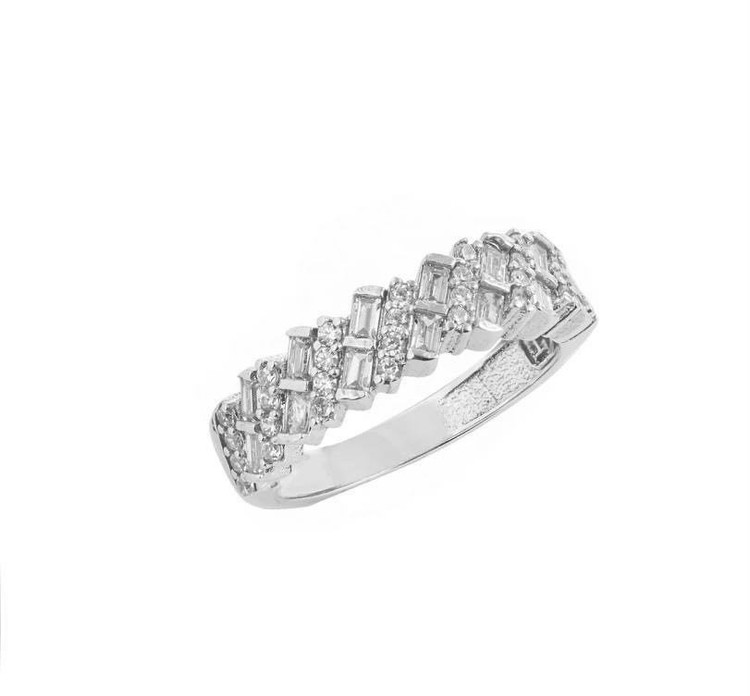 انگشتر نقره زنانه جواهری نگین باگت