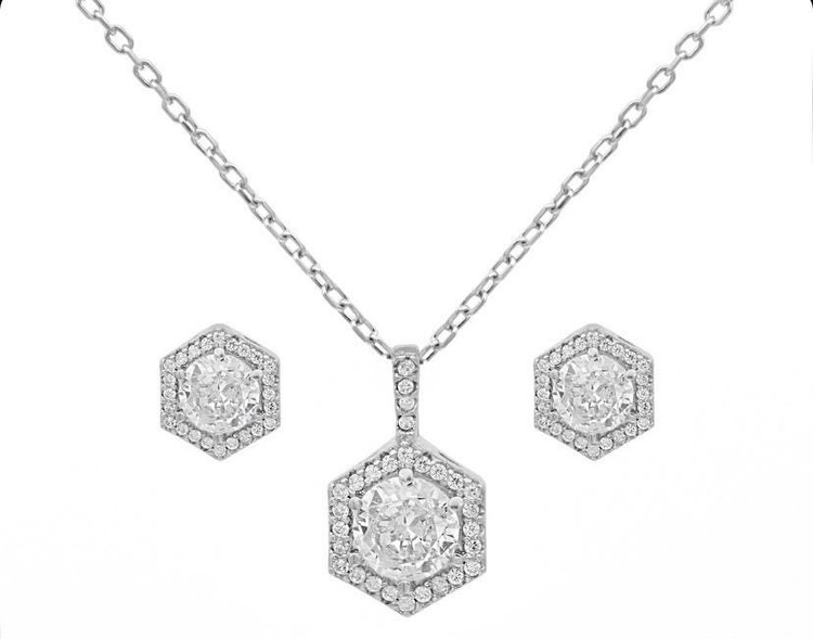 نیم ست نقره زنانه 6 ضلعی