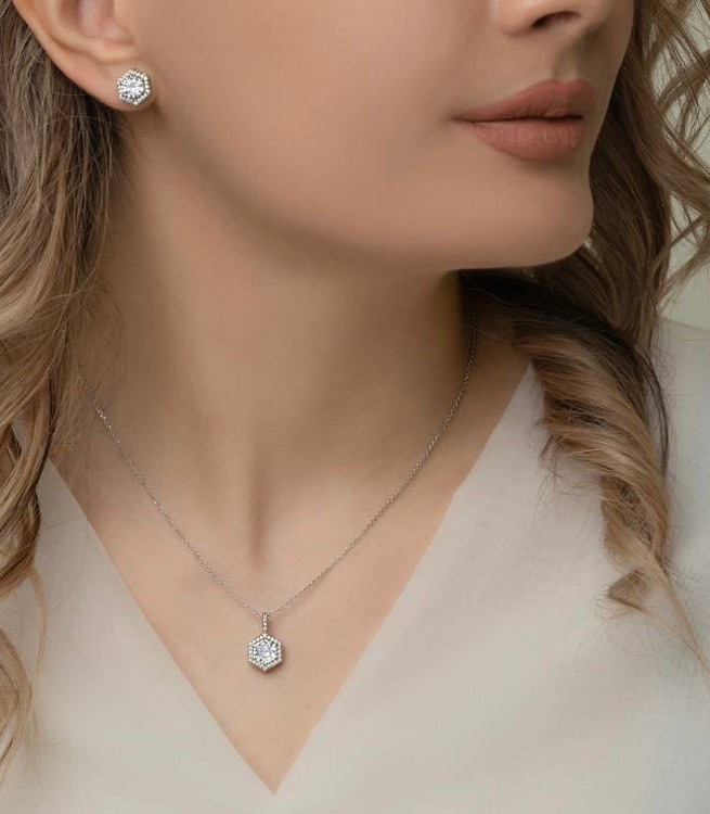 نیم ست نقره زنانه 6 ضلعی