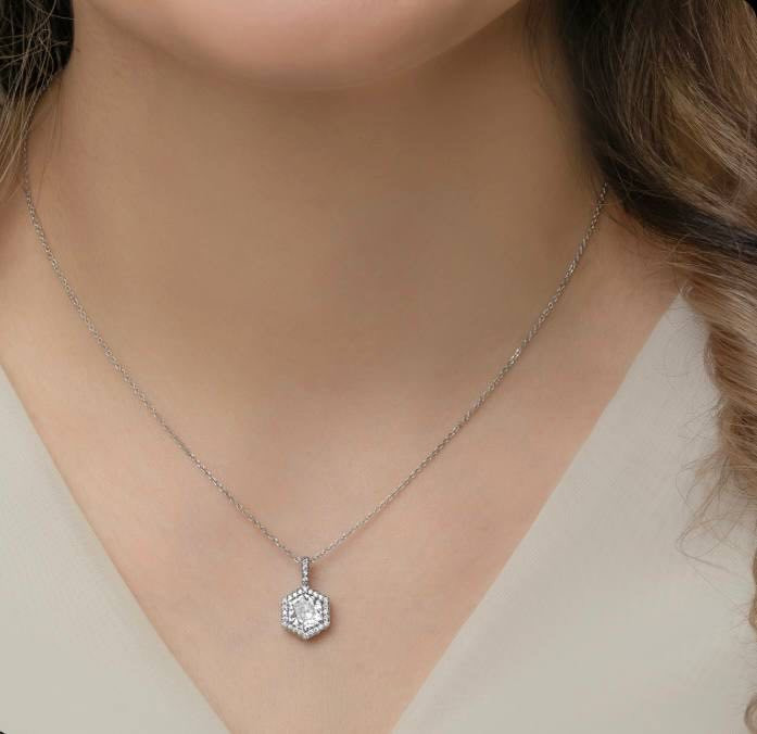 نیم ست نقره زنانه 6 ضلعی