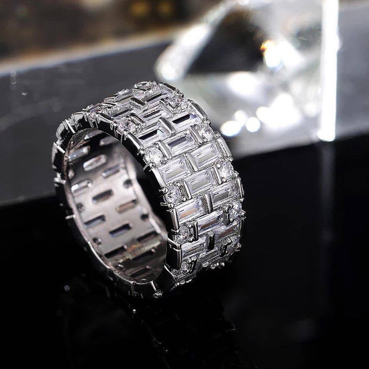 انگشتر نقره زنانه رولکس نگین باگت