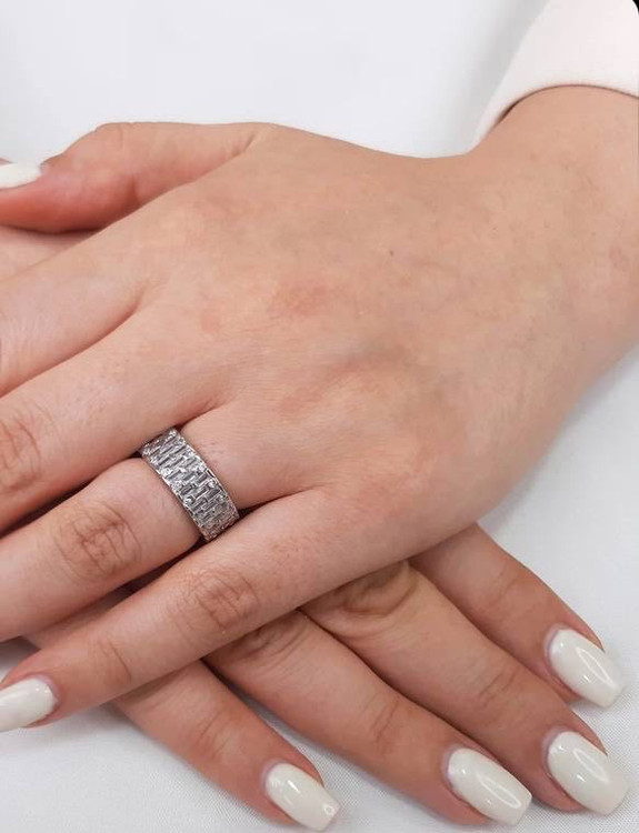 انگشتر نقره زنانه رولکس نگین باگت