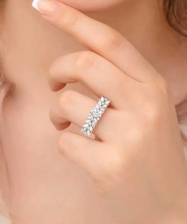 انگشتر نقره زنانه جواهری نگین مارکیز