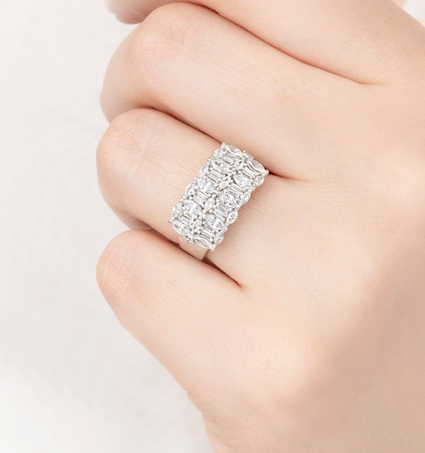 انگشتر نقره زنانه جواهری نگین مارکیز و باگت