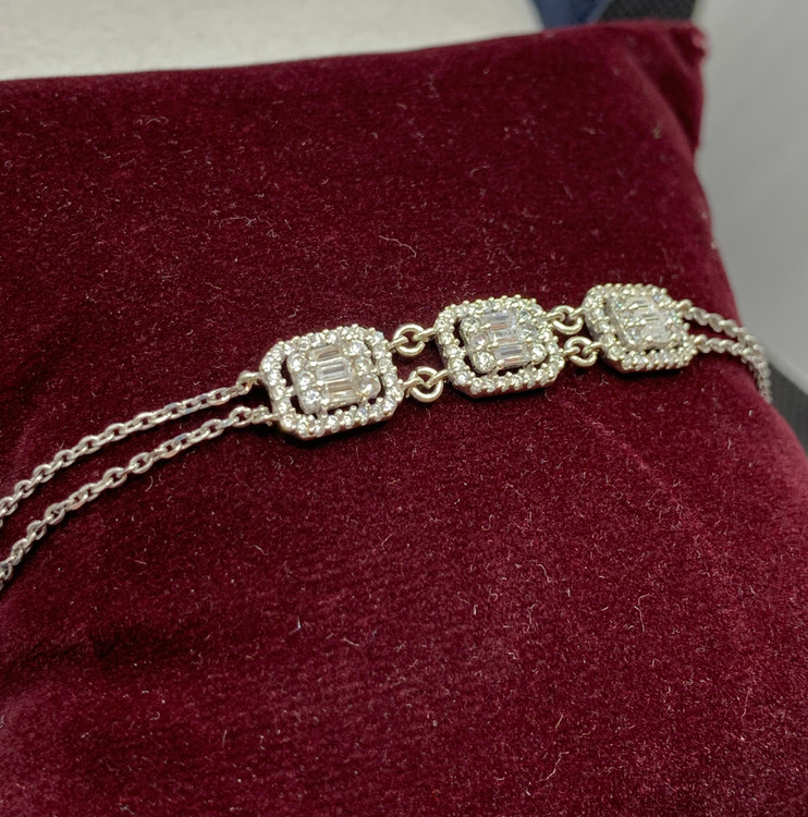 دستبند نقره زنانه زنجیری امرالدکات باگت