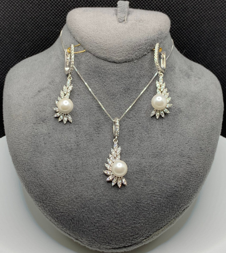 نیم ست نقره زنانه مراوارید