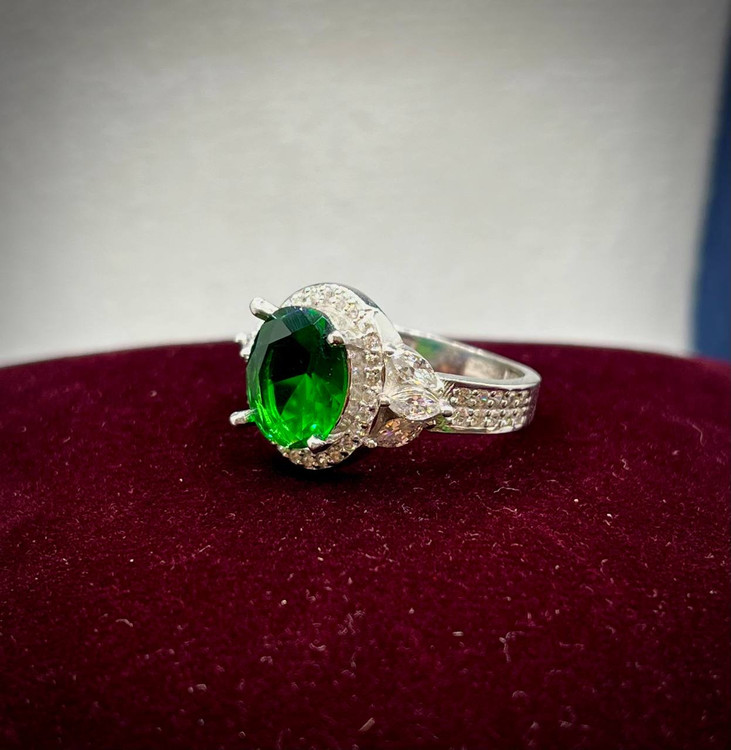 انگشتر نقره زنانه سنگ کوارتز نگین مارکیز