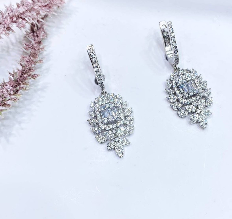 گوشواره نقره زنانه جواهری خوشه ای