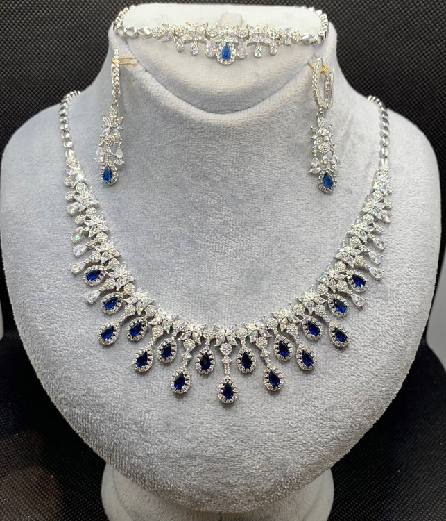 سرویس نقره زنانه جواهری کوارتز اشکی