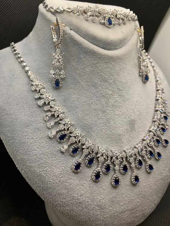 سرویس نقره زنانه جواهری کوارتز اشکی