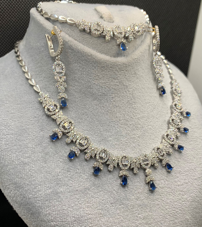 سرویس نقره زنانه جواهری فلاور اشکی