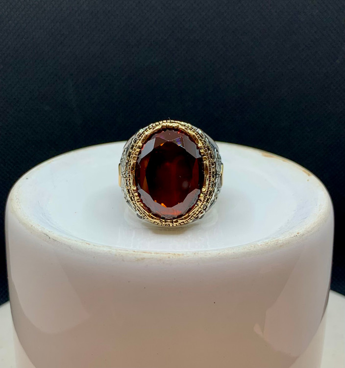 انگشتر نقره مردانه کوارتز سرخ