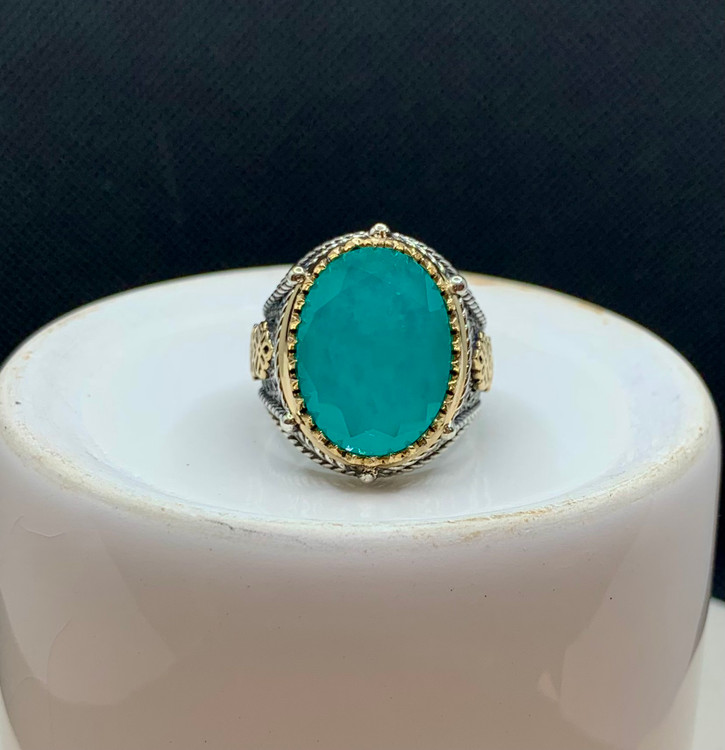 انگشتر نقره مردانه آپاتیت سبز