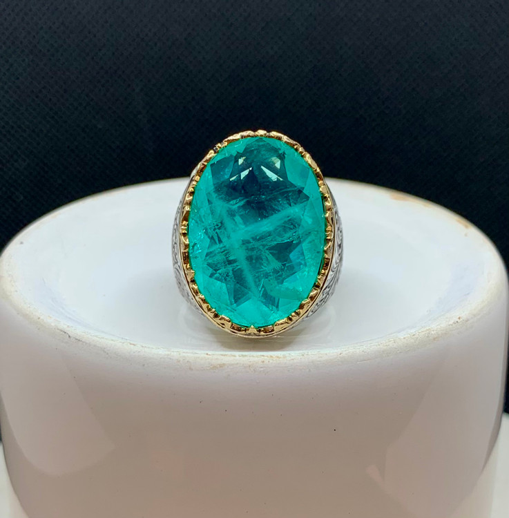 انگشتر نقره مردانه آپاتیت سبز خاص