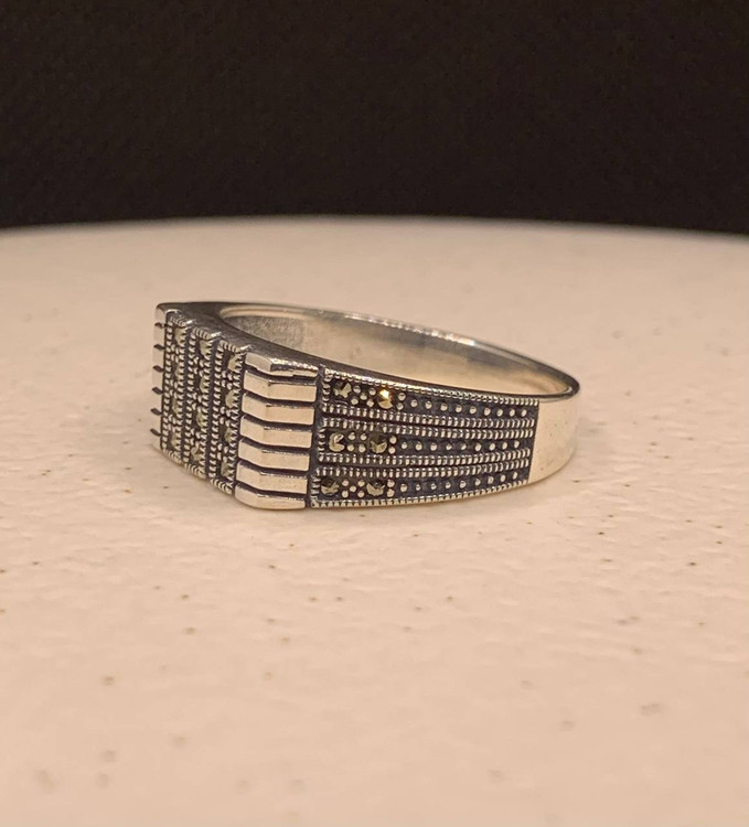 انگشتر نقره مردانه نگین مارکازیت