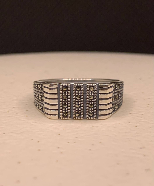 انگشتر نقره مردانه نگین مارکازیت