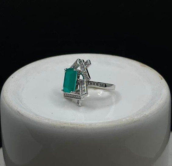 انگشتر نقره زنانه آپاتیت نگین باگت