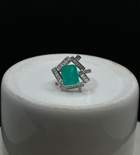 انگشتر نقره زنانه آپاتیت نگین باگت