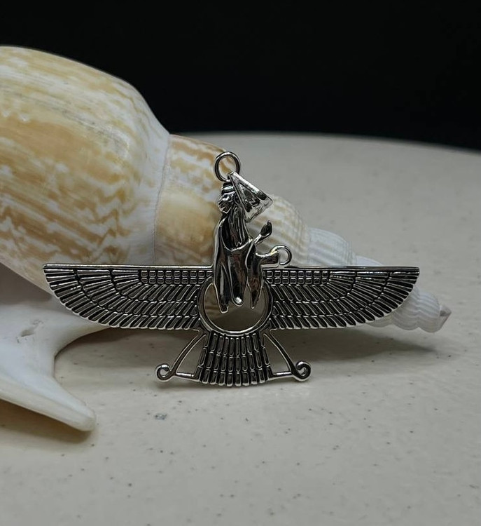 پلاک نقره مردانه فروهر متوسط دو رو