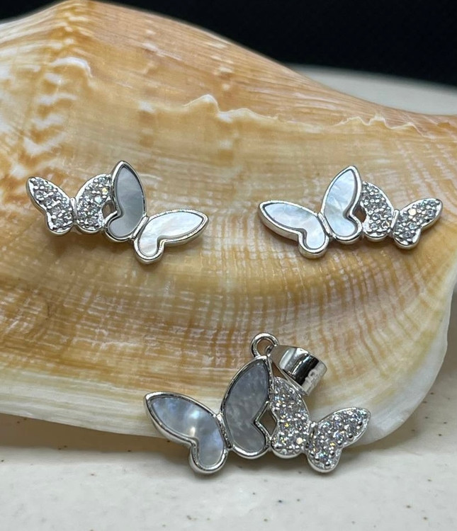 نیم ست نقره زنانه پروانه صدفی