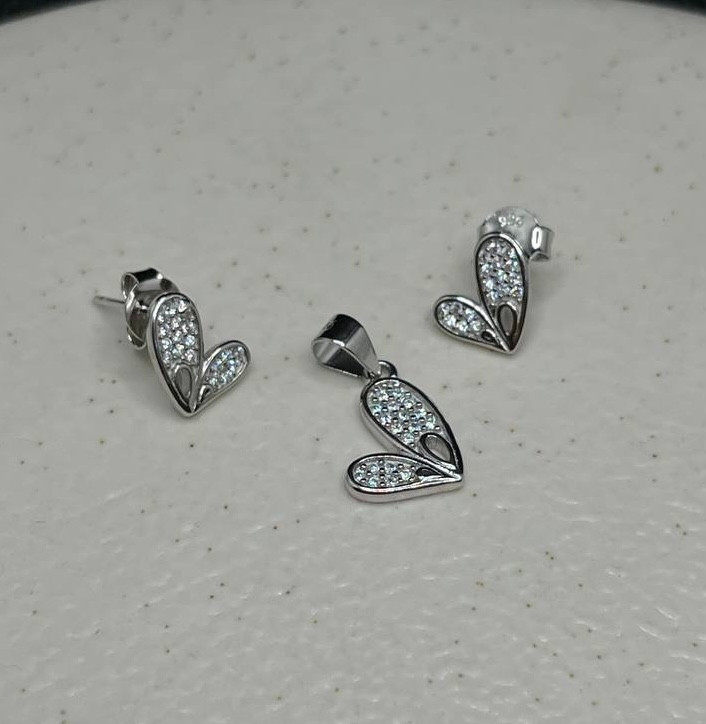 نیم ست نقره زنانه قلبی