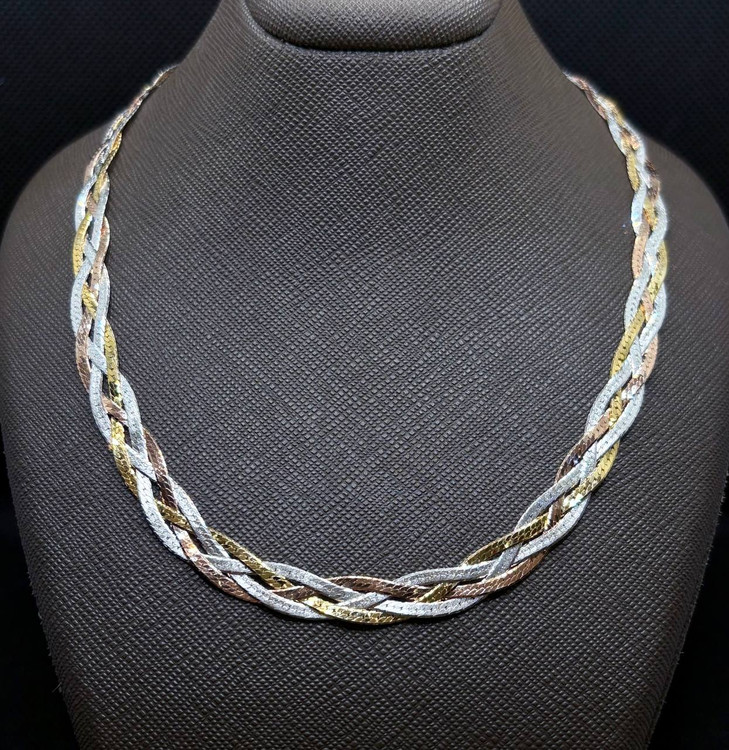 گردنبند نقره بافت ایتالیایی 4 رج