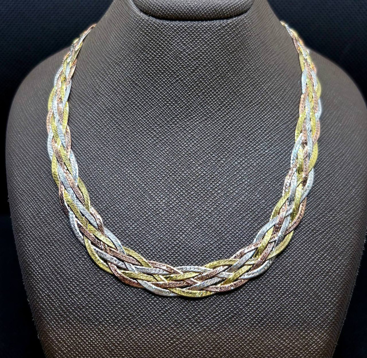 گردنبند نقره بافت ایتالیایی 6 رج