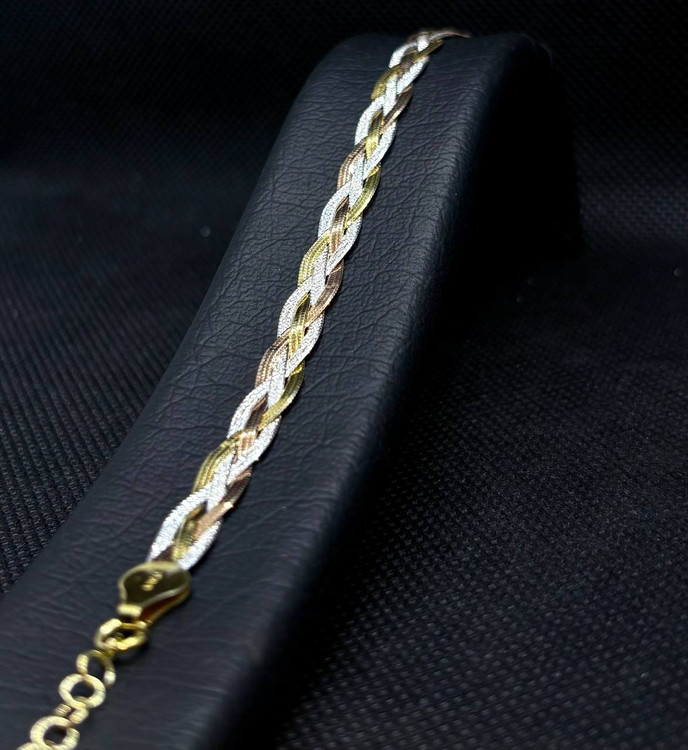 دستبند نقره زنانه بافت ایتالیایی 4 رج شنی دو رو