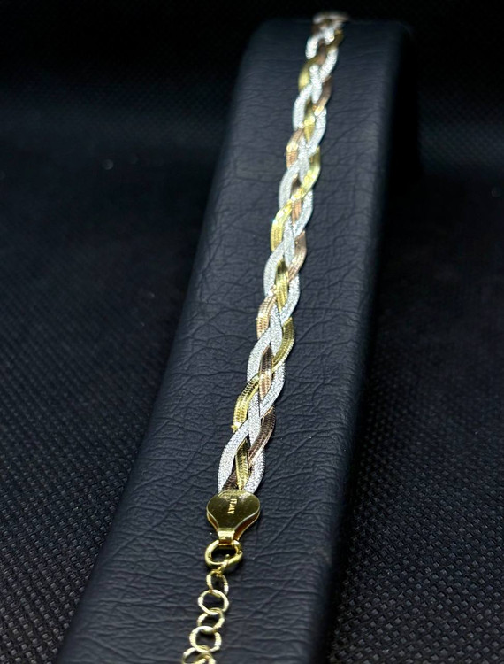 دستبند نقره زنانه بافت ایتالیایی 4 رج شنی دو رو