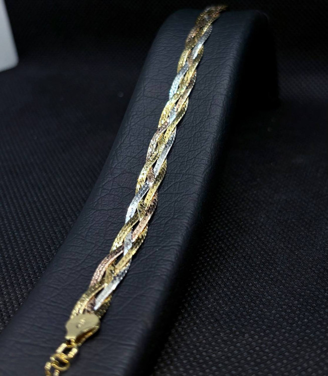 دستبند نقره زنانه بافت ایتالیایی 4 رج دو رو